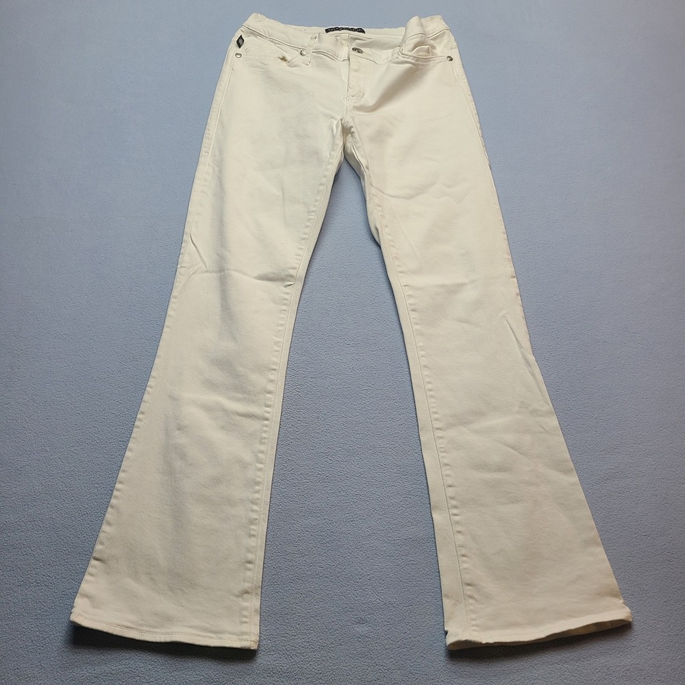 Rock & Republic Bootcut Jeans Womens 12 White Excellent Rhinestone Wing Pockets
